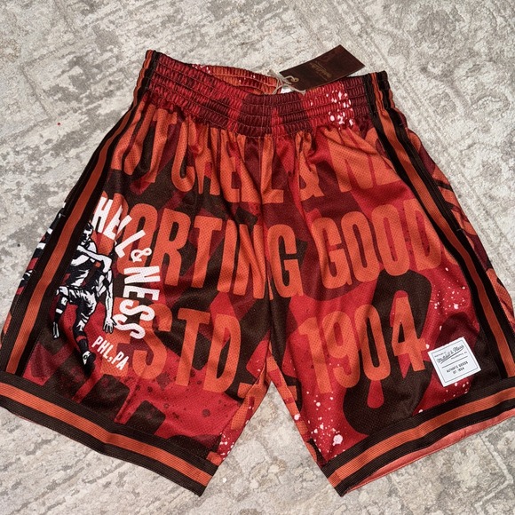 Mitchell & Ness Other - Mitchell and Ness Branded Big Face Fashion Basketball‎ Mesh Shorts Men Small